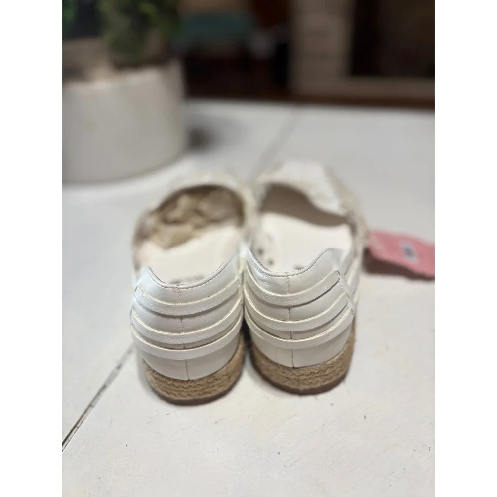 Sam & Libby Asha Espadrille Woven Fisherman Flats White Square Toe Womens 11 NEW